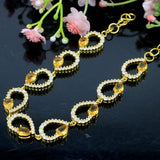 Golden Citrine CZ Wedding Bracelet 7.5-8.5in