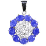 Flowers Shape Real Sapphire Created Violet Tanzanite CZ Pendant