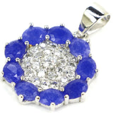 Flowers Shape Real Sapphire Created Violet Tanzanite CZ Pendant