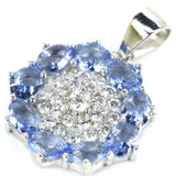 Flowers Shape Real Sapphire Created Violet Tanzanite CZ Pendant