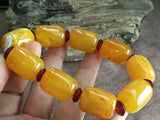 Natural Mexican Yellow Amber Beeswax Beads Bracelet 21x16.1mm