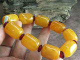 Natural Mexican Yellow Amber Beeswax Beads Bracelet 21x16.1mm