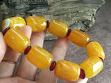 Natural Mexican Yellow Amber Beeswax Beads Bracelet 21x16.1mm