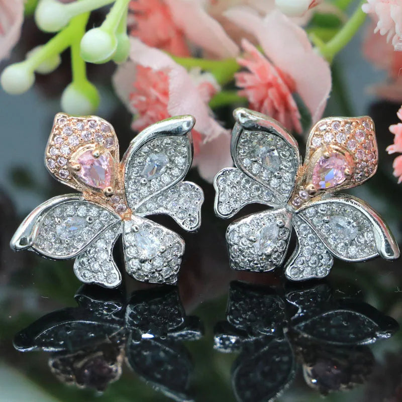 21x19mm Pink Kunzite CZ Silver Earrings
