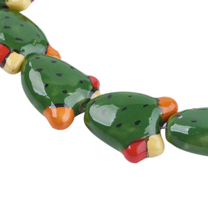 10pcs Green Cactus Porcelain Beads for DIY Jewelry Making Crafts