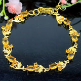 Romantic Golden Citrine Ladies Silver Bracelet 6.5-8.5inch