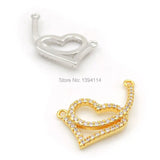 Micro Pave Clear CZ Heart Charm Double Circles Necklace Jewelry