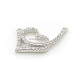 Micro Pave Clear CZ Heart Charm Double Circles Necklace Jewelry