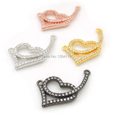 Micro Pave Clear CZ Heart Charm Double Circles Necklace Jewelry