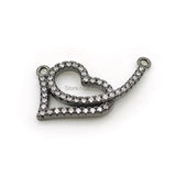Micro Pave Clear CZ Heart Charm Double Circles Necklace Jewelry
