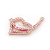 Micro Pave Clear CZ Heart Charm Double Circles Necklace Jewelry