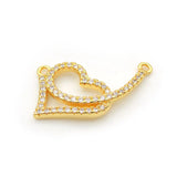 Micro Pave Clear CZ Heart Charm Double Circles Necklace Jewelry