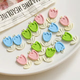 30pcs Spring Pastel Colors Resin Tulips Jewelry Necklace Pendants Earring Charms