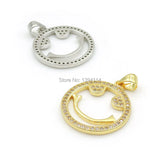 Micro Pave Clear CZ Smile Face Charm for Necklaces