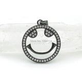 Micro Pave Clear CZ Smile Face Charm for Necklaces