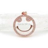 Micro Pave Clear CZ Smile Face Charm for Necklaces