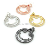 Micro Pave Clear CZ Smile Face Charm for Necklaces