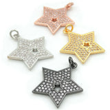 Micro Pave Clear CZ Star Charm for Bracelets or Necklaces