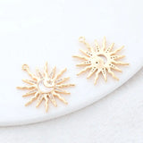 14K Brass and Zircon Sun Moon Star Charms Pendants Jewelry Making Supplies
