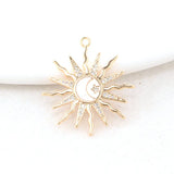 14K Brass and Zircon Sun Moon Star Charms Pendants Jewelry Making Supplies