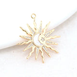 14K Brass and Zircon Sun Moon Star Charms Pendants Jewelry Making Supplies