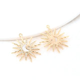 14K Brass and Zircon Sun Moon Star Charms Pendants Jewelry Making Supplies
