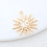 14K Brass and Zircon Sun Moon Star Charms Pendants Jewelry Making Supplies