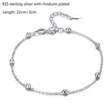 925 Sterling Silver Beaded Cross Chain Anklet Foot Jewelry Leg Bracelet