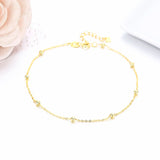 925 Sterling Silver Beaded Cross Chain Anklet Foot Jewelry Leg Bracelet