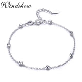 925 Sterling Silver Beaded Cross Chain Anklet Foot Jewelry Leg Bracelet