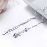 925 Sterling Silver Beaded Cross Chain Anklet Foot Jewelry Leg Bracelet