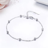 925 Sterling Silver Beaded Cross Chain Anklet Foot Jewelry Leg Bracelet