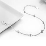 925 Sterling Silver Beaded Cross Chain Anklet Foot Jewelry Leg Bracelet