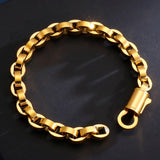 Stainless Steel Chain Bracelet Men 9MM Thick Plated Homme Jewellery