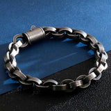 Stainless Steel Chain Bracelet Men 9MM Thick Plated Homme Jewellery