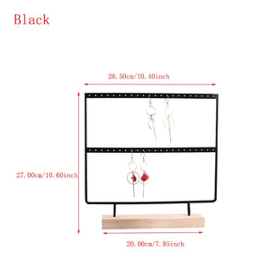 22 Holes Pink Earring Display Stand Wooden Base Jewelry Organizer