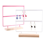 22 Holes Pink Earring Display Stand Wooden Base Jewelry Organizer
