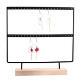 22 Holes Pink Earring Display Stand Wooden Base Jewelry Organizer