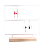 22 Holes Pink Earring Display Stand Wooden Base Jewelry Organizer