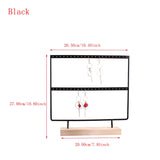 22 Holes Pink Earring Display Stand Wooden Base Jewelry Organizer