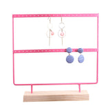 22 Holes Pink Earring Display Stand Wooden Base Jewelry Organizer