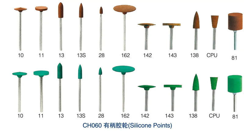 Jewelry Polishing Head Grinding Buffing Rubber Polisher Resin Burs 2.35mm
