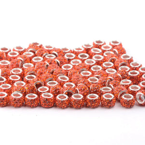 10mm Big Hole Charms Beads With Rhinestone DIY Jewelry Making Beads 100pcs