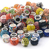 10mm Big Hole Charms Beads With Rhinestone DIY Jewelry Making Beads 100pcs
