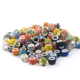 10mm Big Hole Charms Beads With Rhinestone DIY Jewelry Making Beads 100pcs