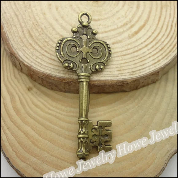 22 Vintage Charms Key Pendant Antique Bronze for DIY Metal Jewelry Making