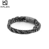 Stainless Steel Double Layer Link Chain Bracelet Men