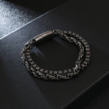 Stainless Steel Double Layer Link Chain Bracelet Men