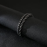 Stainless Steel Double Layer Link Chain Bracelet Men
