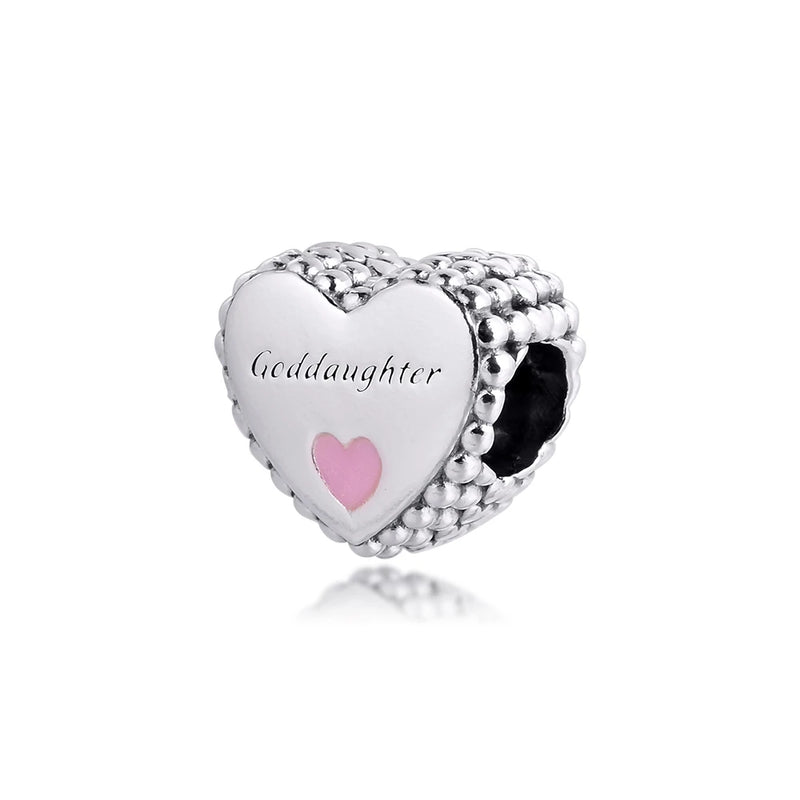 925 Sterling Silver Goddaughter Heart Charms Bracelet Bangle